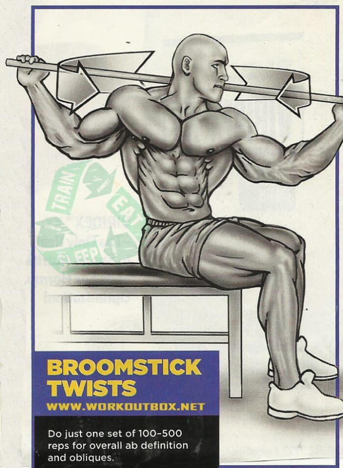 Ab Exercises - Broomstick Twists - Fitness Workouts Gym Healthy