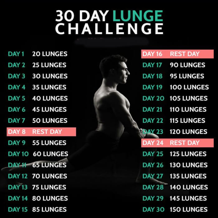 30 Day Lunge Challenge - Fitness Training Butt Workout Legs Calv