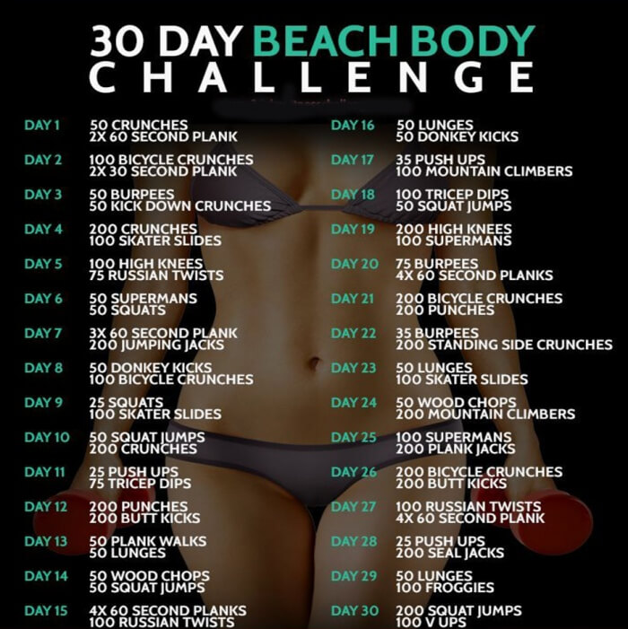 30 Day Beach Body Challenge - Fitness Training Butt Workout Abs