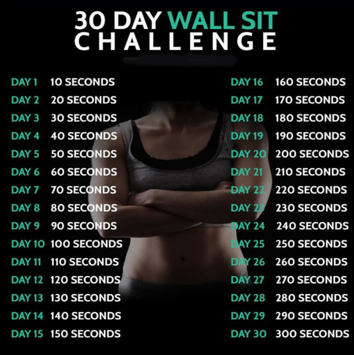 30 Day Wall Sit Challenge - Fitness Training Butt Workout Core