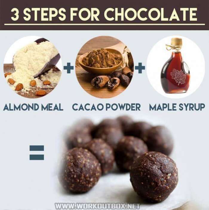3 Steps For Chocolate - Healthy Snacks Almond Cacao Maple Tips
