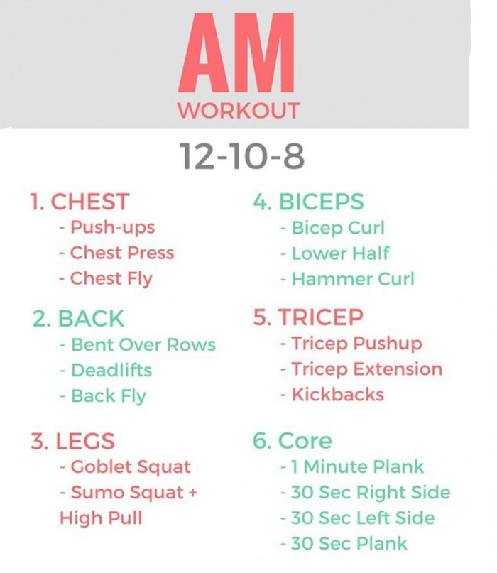 AM Workout - Healthy Fitness Training Routine Chest Back Legs Ab
