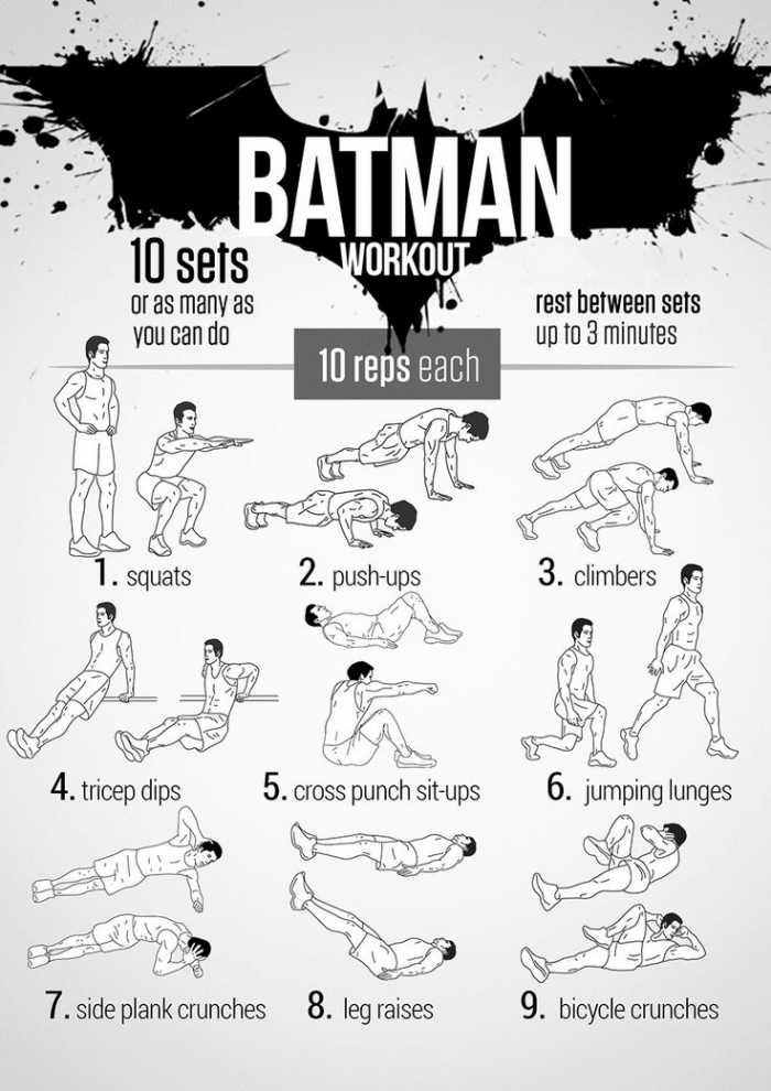 Batman Workout Plan  - Healthy Fitness Tips Routine Push Up Abs