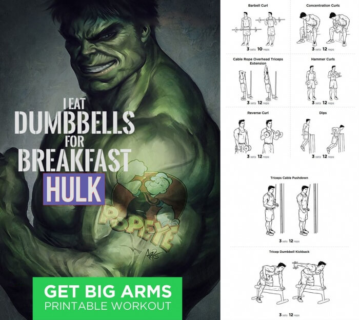 Get Big Arms Workout - Hulk Eat Dumbbells For Breakfast Training