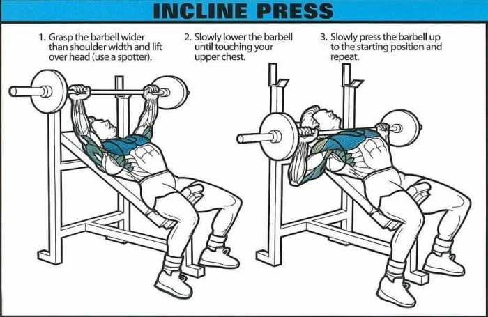 Incline Press Exercise - Chest Workout Training Day Plan